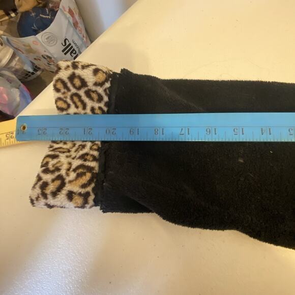 Women Sleep Robe Large Soft Fleece Nightgown Black Animal Print Zip Front Cozy - Picture 4 of 9